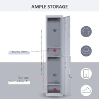 Vinsetto Locker Cabinet Storage Cold Rolled Steel w/ Shelves Vertical Cupboard Grey 38 x 46 x 180 cm(m-4)