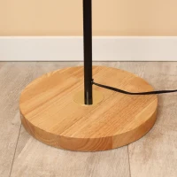 HOMCOM Lámpara de Pie con Pantalla Colgante de Tela E27 Máx. 40W Base de Madera e Interruptor de Pie Lámpara de Suelo para Salón Dormitorio 48x32x152 cm Dorado(m-9)