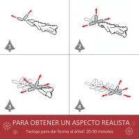 HOMCOM Árbol de Navidad Artificial de 180cm 618 Ramas Bayas y Piñas Puntas Nevadas Decoración Navideña de Interior Verde(m-6)