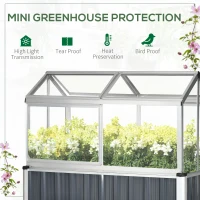 Outsunny Galvanised Steel Raised Beds for Garden with Greenhouse, Raised Planters with Cover and Openable Windows(m-4)