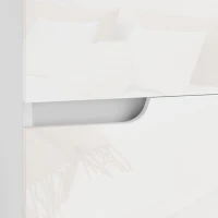 HOMCOM Mesita de Noche Moderna Mesilla de Noche con Cajones con Frontal Blanco Brillante y Almohadilla 40x40x48 cm Blanco(m-9)
