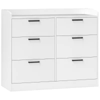 HOMCOM Cassettiera 6 Cassetti in Legno con Bordi Rialzati e Maniglie a U, 100x40x88 cm, Bianco(m-11)