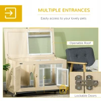 PawHut Rabbit Hutch, with Wheels, Removable Tray, Openable Roof, for 1-2 Rabbits - Oak Tone(m-5)