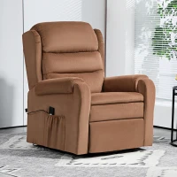 HOMCOM Poltrona Alzapersona Reclinabile a 160° con Poggiapiedi e Telecomando, in Velluto, 85x88x109 cm, Marrone(m-8)