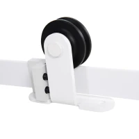 HOMCOM Kit per Porta Scorrevole con Binario 183cm, Rotelle e Minuteria Inclusa, Bianco(m-6)