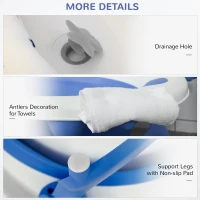 HOMCOM Foldable Baby Bathtub Set, Collapsible Bath Tub with Thermostatic Water Plug, Non-Slip Support, Cushion Pad, Drain Plugs, for Newborn to 3 Years - Blue(m-6)