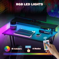 HOMCOM Two-Level LED Gaming Desk - Black(m-4)