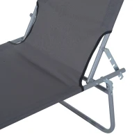 Outsunny Tumbona de jardín Plegable con Toldo y Respaldo Reclinable para Jardín Terraza Acampada 187x58x36cm Gris(m-9)