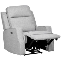 HOMCOM Sillón Relax de Salón Sofá Reclinable con Reclinación hasta 150° Reposabrazos y USB Carga 136 kg 84x92x104 cm Gris(m-11)