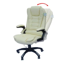 Homcom Fauteuil de Bureau Massant Crème 62 x 68 x 121 cm(m-4)