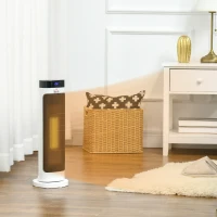 HOMCOM Ceramic Electric Space Heater, Portable Heater for Home with 3 Heat Settings, Oscillation, Adjustable Temperature, 1000W/2000W, Black(m-10)