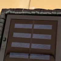 Outsunny Außenleuchte mit Solarmodul, Einschaltautomatik, 8 h Betriebszeit, Rattanoptik, Stahl, 15,5 x 15,5 x 46 cm, Schwarz(m-9)