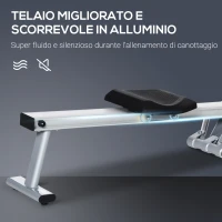 HOMCOM Vogatore a 12 Resistenze con Monitor Digitale e Struttura in Alluminio, Acciaio e ABS, 160x61x50 cm(m-4)