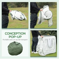 Outsunny Mini Serre Pop-up de Jardin mini serre tunnel Serre à tomates toit pointu 4 Portes zippées Enroulable - dim. 2,4L x 1,2l x 0,75H m - Sac Transport Inclus - PE Blanc Vert(m-5)