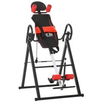 HOMCOM Gravity Inversion Table with Safety Belt Adjustable Hand Stand for Muscle Pain Relief, Red(m-11)