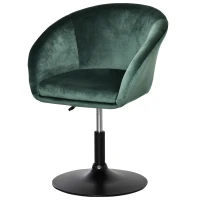 HOMCOM Dressing Table Chair, 360° Swivel Velvet-feel Upholstered Vanity Chair with Tub Seat, Back, Adjustable Height for Bedroom Makeup, Green(m-11)