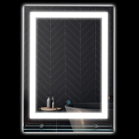 Kleankin Specchio da Bagno Luci a LED, Interruttore Touch Mensola in Vetro con Utensili per Montaggio a Parete 70x50cm(m-1)