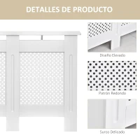 HOMCOM Cubre Radiadores, 111.5x19x82 cm, Cubierta para Radiador Moderna de MDF, con Estante Superior y Listones, para Salón, Dormitorio, Pasillo, Blanco(m-7)