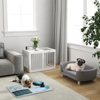 PawHut Haustiersofa Hundesofa Hundebett mit Holländischer Samt Schaumstoff Birke Bein für Katzen Hunde  86 x 55 x 33 cm Hellgrau(m-9)