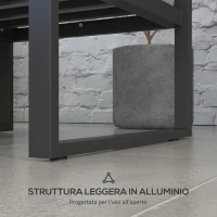Outsunny Salotto da Giardino con Divano e Tavolino in Alluminio con Cuscini Imbottiti, Grigio(m-6)