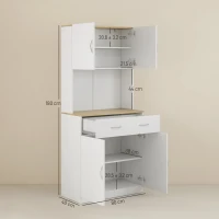 HOMCOM Küchenschrank Küchenbuffet Hochschrank, 1 Schublade, 1 Regal, 80 cm x 40 cm x 180 cm, Weiß(m-3)