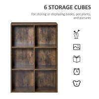 HOMCOM Six-Cube Bookcase - Rustic Brown Wood Effect(m-5)