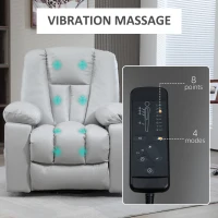 HOMCOM Leathaire Eight Massage Point Armchair, with Reclining Back - Light Grey(m-6)