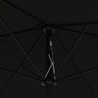 Outsunny 2 x 3(m) Garden Parasol Umbrella, Rectangular Outdoor Market Umbrella Sun Shade with Crank & Push Button Tilt, 6 Ribs, Aluminium Pole, Black(m-9)