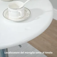 HOMCOM Tavolo Rotondo da Bar con Piano Girevole, Altezza Regolabile con Leva a Gas e Base in Acciaio, Φ61x76-97cm, Bianco(m-9)