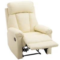HOMCOM Sillón Relax Reclinable Tapizado en PU Butaca de Salón con Reposapiés Retráctil Respaldo Alto Resposabrazos para Dormitorio 80x97x107 cm Blanco(m-10)