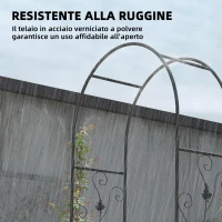 Outsunny Arco da Giardino con Cancello, Traliccio per Piante Rampicanti in Metallo, 2.2x1 m, Nero(m-5)