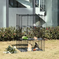 PawHut Pet Playpen DIY Small Animal Cage Enclosure Metal Wire Fence 39 Panels with 3 Doors 2 Ramps for Kitten Bunny Chinchilla Pet Mink Black(m-10)