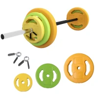 HOMCOM 20kg Barbell Weights Set, Adjustable Weights with Non-slip Handle, for Women and Men Home Gym Exercise Weight Strength Training(m-1)