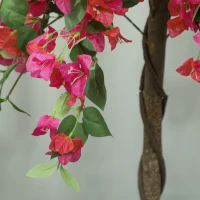 HOMCOM Set of 2 Decorative Artificial Plants, Murraya Flowers in Pots, Fake Plants for Home Indoor Decor, 120cm, Red(m-9)