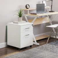 Vinsetto 2-Drawer Locking Office Filing Cabinet w/ 5 Wheels Rolling Storage Hanging A4 Cupboard Home Organisation White Wood Grain(m-10)