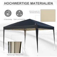 Outsunny Pavillon, 2,95 x 2,95 m Pop-Up-Faltpavillon, Gartenpavillon, Partyzelt, UV-Schutz, Stahl+Oxfordstoff, Schwarz(m-4)