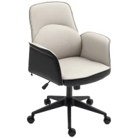 HOMCOM Silla de Escritorio Altura Ajustable con Función de Basculante y Reposabrazos Carga 120 kg Beige y Negro(m-11)
