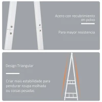 HOMCOM Perchero de Pie Plegable con 2 Estantes y Barra para Colgar Ropa Perchero para Dormitorio Entrada 107,5x45x150 cm Blanco(m-6)
