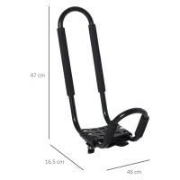 HOMCOM Set 2 Staffe Porta Kayak con Attacco Universale per Portapacchi Adatte per Canoe e Paddleboard, Nero, 46x16.5x47cm(m-3)