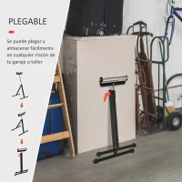 HOMCOM Soporte de Rodillo Plegable y Ajustable en Altura de 68-110 cm con Manivela de Bloqueo Carga Máx. 60kg / 90kg Caballete Telescópico Negro y Plata(m-4)