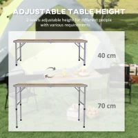 Outsunny 3ft Folding Camping Table Height Adjustable Aluminium Outdoor Garden Party Picnic BBQ Trestle Table Field Kitchen(m-6)