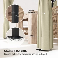 Outsunny 3 x 3 m Retractable Roof Pergola, with Curtains - Beige(m-7)