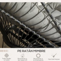 Outsunny Silla Colgante Plegable con Soporte y 2 Cojines Carga 100 kg para Interior y Exterior en Acabado de Ratán PE Gris Oscuro(m-7)