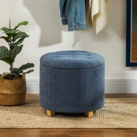 HOMCOM 40.5L Teddy Fleece Storage Ottoman - Blue(m-2)