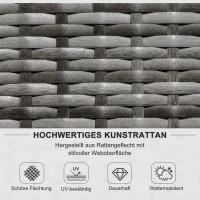 Outsunny Gartenmöbel-Set für 4 Personen, Rattanoptik, Beistelltisch mit Hartglasplatte, Sitz- und Rückenkissen, grau(m-4)