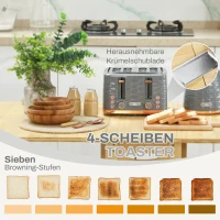 HOMCOM 2-in-1 Toaster und Wasserkocher Set, 7 Bräunungsstufen, Auftau- und Aufwärmfunktion, Grau(m-5)