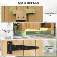 Outsunny Gartenschrank Holz  Gerätehaus Gartenhaus Geräteschuppen Geräteschrank Holzhütte Giebeldach Bitumenpappe Gelb 77,5 x 54,2 x 179,5 cm(m-6)