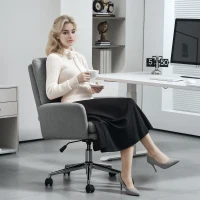 HOMCOM 91-99cm Sherpa Fleece Office Chair - Grey(m-7)