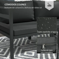 Outsunny Conjunto de Muebles de Jardín 7 Piezas Incluye Sofá de 5 Módulos con Cojines y 2 Mesas de Centro para Terraza Patio Gris(m-5)