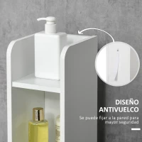 kleankin Columna Baño con 3 Puertas y 3 Estantes Mueble Auxiliar Alto de Estilo Moderno 15x17x120cm Blanco y Gris(m-6)
